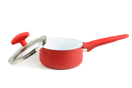 Pan with handle isolated on white backgroundの写真素材