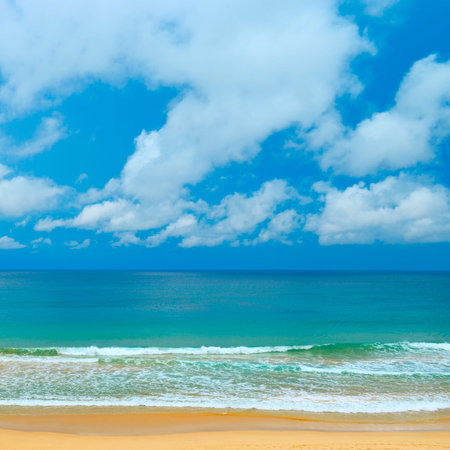 Picturesque coast sea and blue skyの写真素材