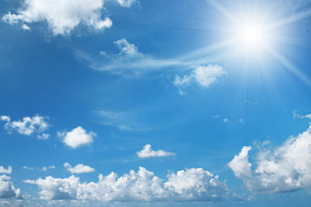 sun on beautiful blue skyの写真素材