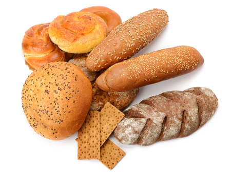 Fresh bread isolated on white background. Top view.