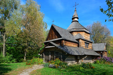 Ancient wooden Slavic church in Ukraine.の写真素材
