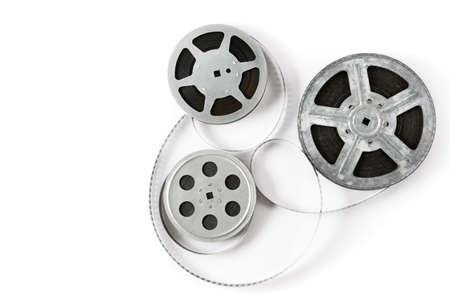 Old film strip isolated on white background. Top view. Copy space.の写真素材