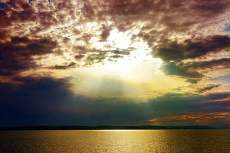 Epic seascape. Dawn over the ocean.の写真素材