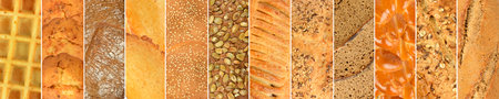 Wide set of fresh bread products.