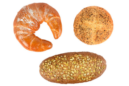 Cereal bread isolated on white background. Top view.