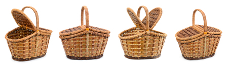 Picnic basket collection isolated on whiteの写真素材
