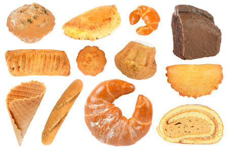 Tasty and sweet pastries isolated on white background.の写真素材