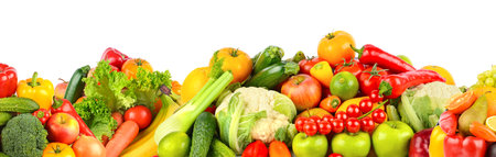 Beautiful fruits, berries and vegetables isolated on white background.の写真素材