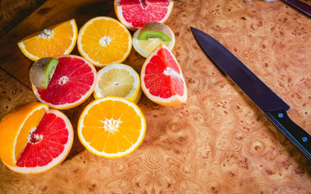 Fruit salad, sliced fruitの写真素材