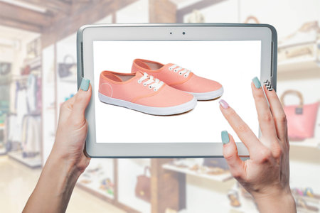 online shoe store, online saleの写真素材