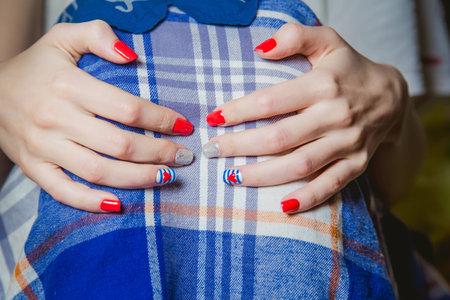 stylish multicolored manicureの写真素材