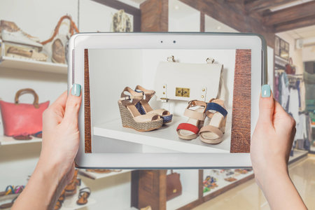 online shoe store, online saleの写真素材