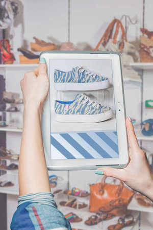 online shoe store, online saleの写真素材