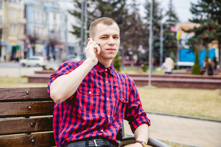 Man talking on the phone, business conversationの写真素材