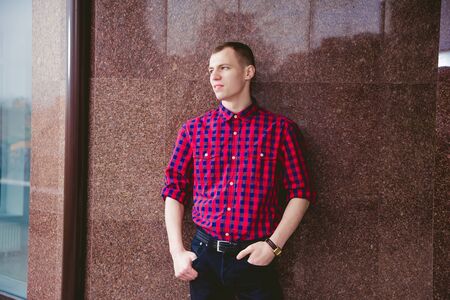 Stylish businessman in business districtの写真素材