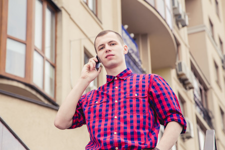 Man talking on the phone, business conversationの写真素材