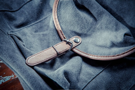 Backpack with leather beltの写真素材