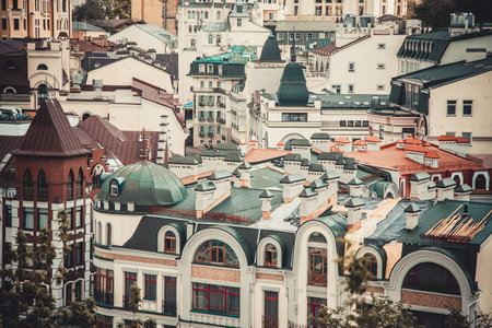 Roofs of houses, the streets of Kievの写真素材