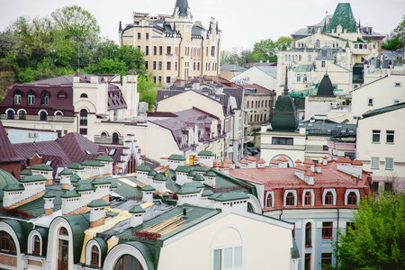 Roofs of houses, the streets of Kievの写真素材