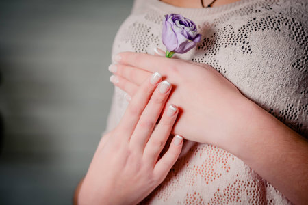 Gentle manicure, French manicure, beautyの写真素材