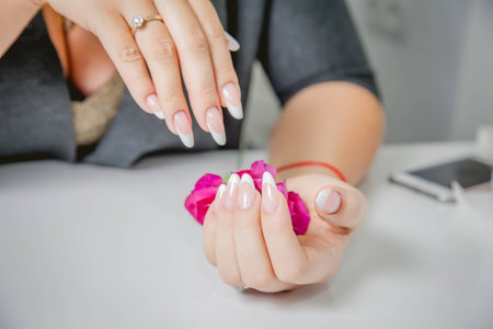 Stylish women's manicure, beauty, fashion, body careの写真素材