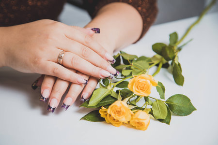 Female Manicure, manicure on a backgroundの写真素材