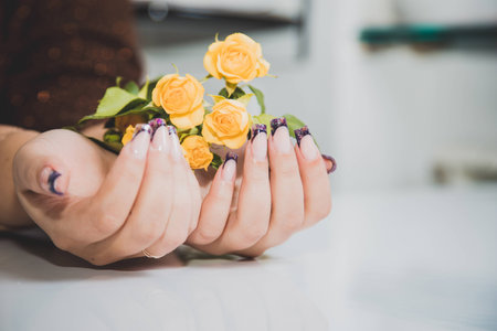 Female Manicure, manicure on a backgroundの写真素材