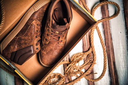 The new stylish men's shoes in a box fashion,の写真素材