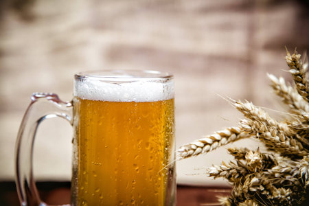Light wheat beer and a bunch of wheat