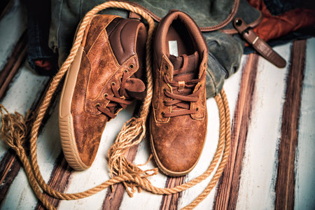 Stylish men's shoes, leather shoesの写真素材