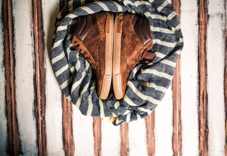 Stylish men's shoes, leather shoesの写真素材