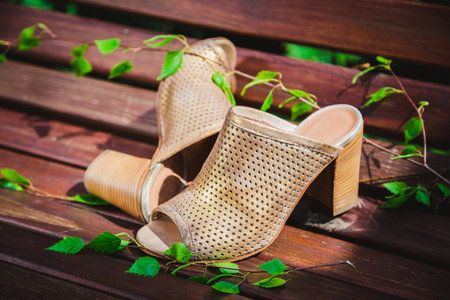 female golden slippers, vintage advertising photos ?の写真素材