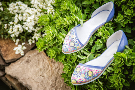 light summer sandals female in natureの写真素材