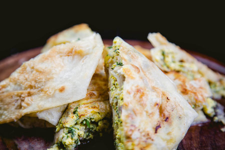 cake fried in a pita bread with mushrooms