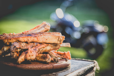 Meat grill, barbecue menu, pork ribs aの写真素材