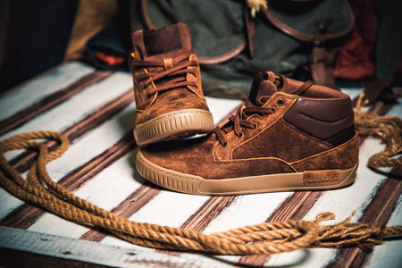 Brown men's shoes, men's fashion styleの写真素材