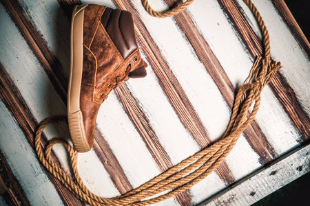Brown men's shoes, men's fashion styleの写真素材
