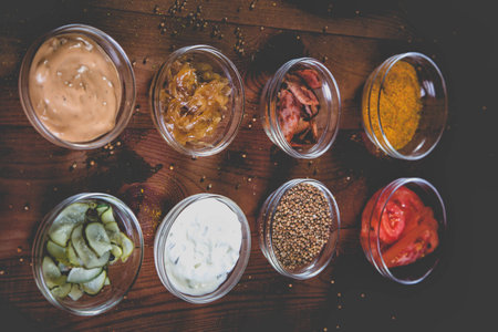 ingredients for cooking burgers, cooking foodの写真素材