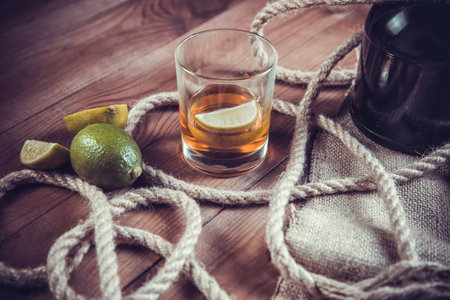 old rum in the hold of the shipの写真素材