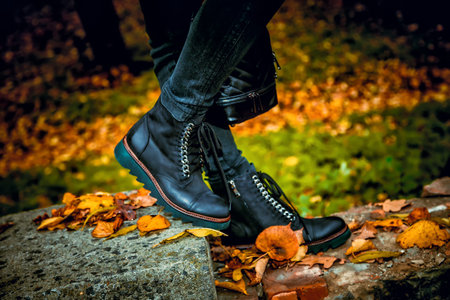 autumnal female look, Italian shoesの写真素材
