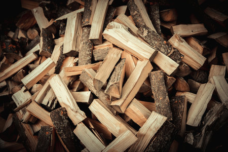 firewood chopped background textureの写真素材