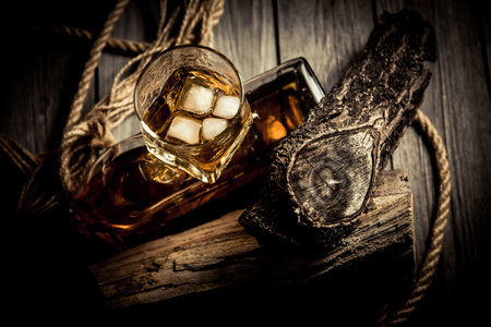 Delicious elite alcohol, rum whiskey tequila bourbonの写真素材