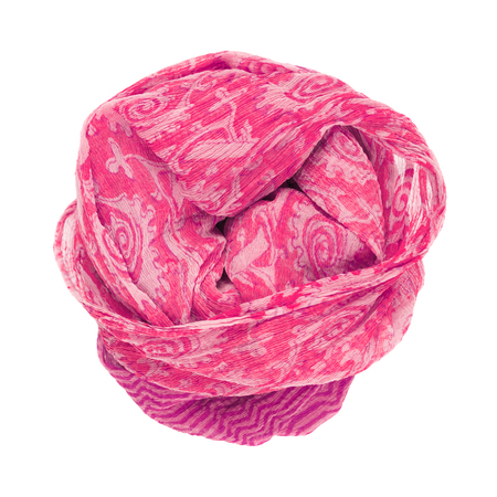 Pink silk scarf isolated on white background. Female accessory.の写真素材
