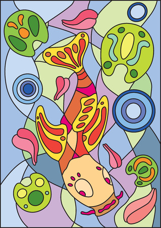 illustration of a stained glass fishのイラスト素材