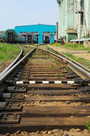 MOSCOW, RUSSIA - may 13, 2013. Moscow railway depot. Place of stand, repair and equipment of trains.のeditorial素材