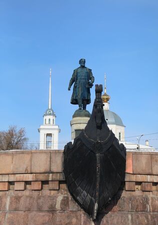 TVER, RUSSIA - February 22: Monument to Afanasy Nikitin - a russian merchant and explorer, February 22, 2013, Tver, Russia.のeditorial素材