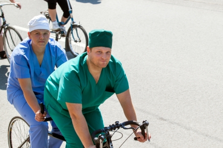 KHARKIV, UKRAINE - MAY 19: Action within the Ukrainian Bicycle Day in Kharkiv, Ukraine on May 19, 2013のeditorial素材