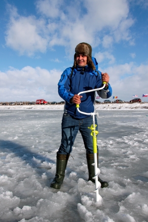 KHARKIV REGION, UKRAINE - FEBRUARY 6: Eighth World Ice Fishing Championship in Kharkiv region on February 5-6, 2011のeditorial素材