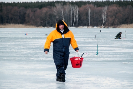 KHARKIV REGION, UKRAINE - FEBRUARY 6: Eighth World Ice Fishing Championship in Kharkiv region on February 5-6, 2011のeditorial素材