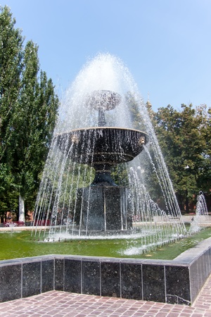 Fountain in sunny summer day in Kharkiv, Ukraineの写真素材